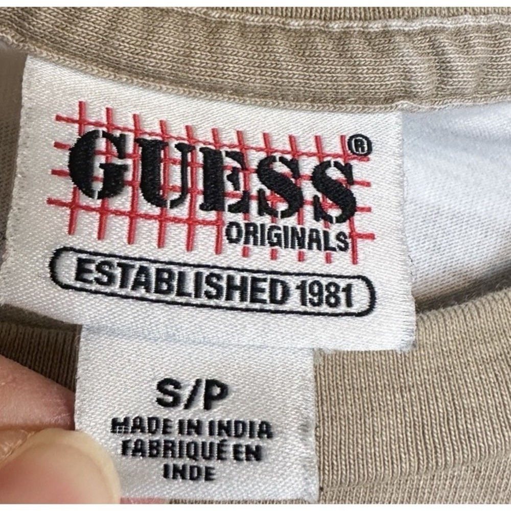 Guess Originals Striped Shirt Mens Sz S Retro Embroidered Triange‎ Patch GUC - Picture 2 of 5